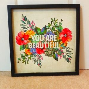 Floral 'You Are Beautiful' Wall Art
